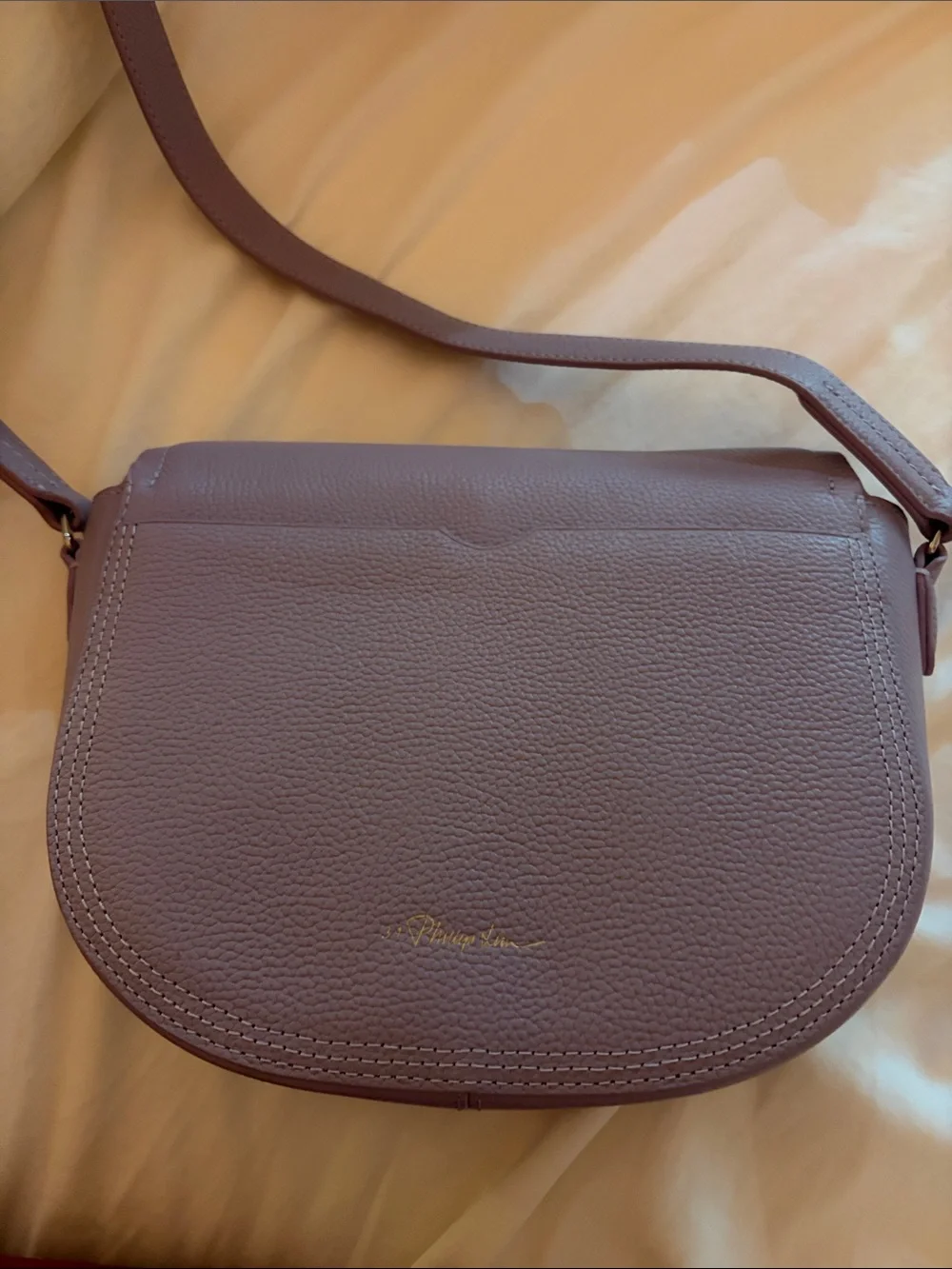 Philip Lin Lavender Crossbody Saddle Bag with Silver Hardware. - Picture 4 of 4